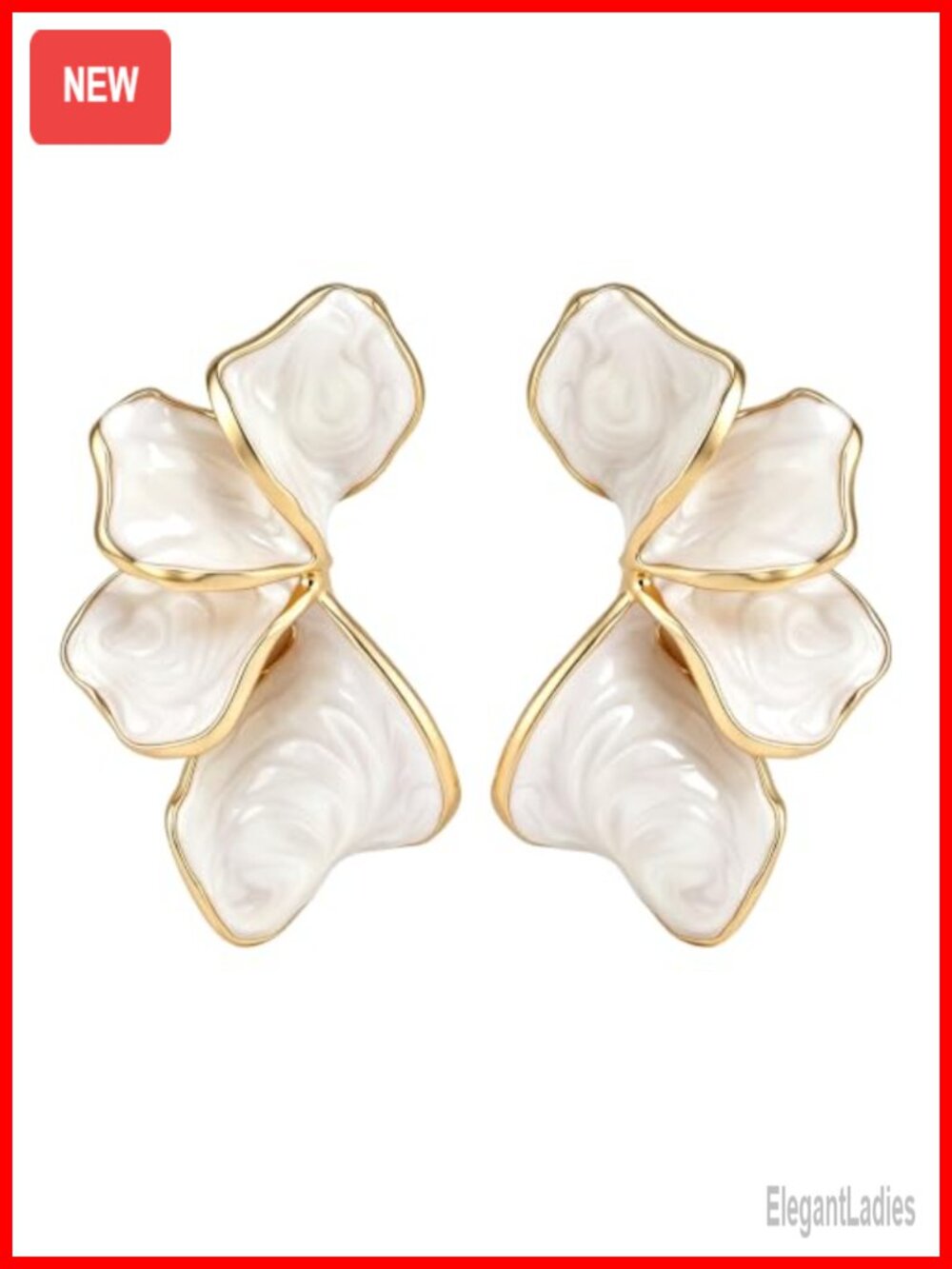 Large Gold Plated Flower Earrings for Women Floral Statement Jewelry